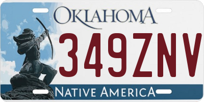 OK license plate 349ZNV
