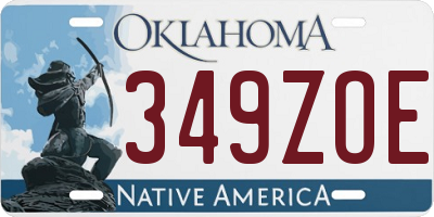 OK license plate 349ZOE