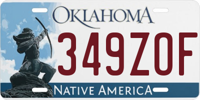 OK license plate 349ZOF