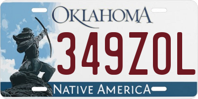 OK license plate 349ZOL