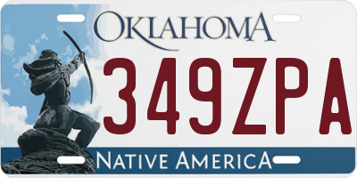 OK license plate 349ZPA