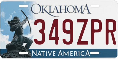 OK license plate 349ZPR