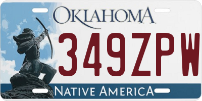 OK license plate 349ZPW