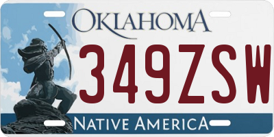 OK license plate 349ZSW