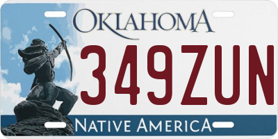 OK license plate 349ZUN