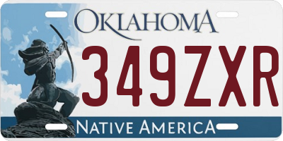 OK license plate 349ZXR