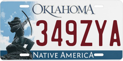 OK license plate 349ZYA