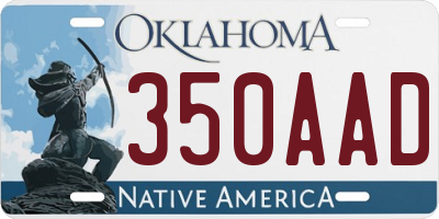 OK license plate 350AAD