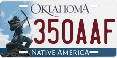 OK license plate 350AAF