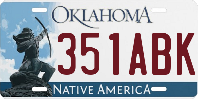 OK license plate 351ABK