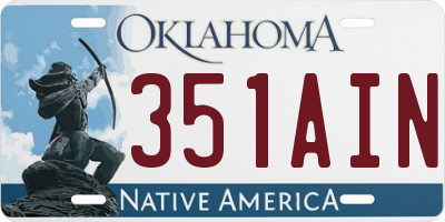 OK license plate 351AIN