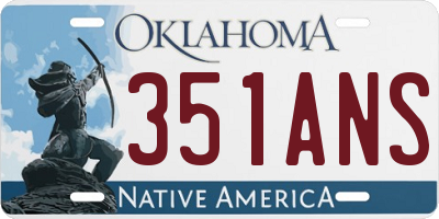 OK license plate 351ANS