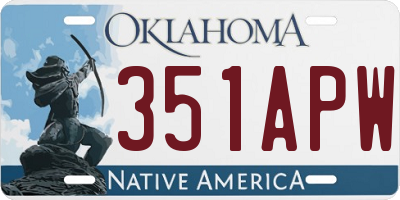 OK license plate 351APW
