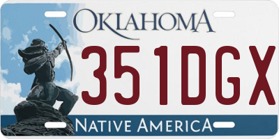OK license plate 351DGX