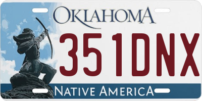 OK license plate 351DNX