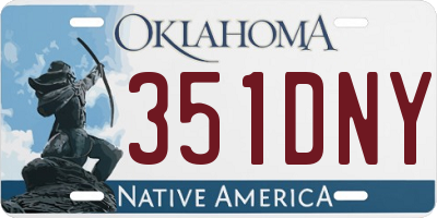 OK license plate 351DNY