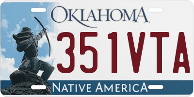 OK license plate 351VTA