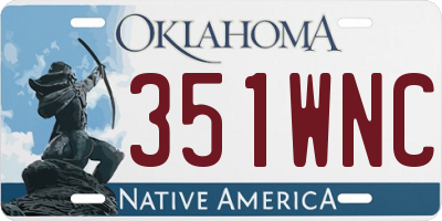 OK license plate 351WNC