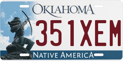 OK license plate 351XEM