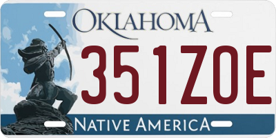OK license plate 351ZOE