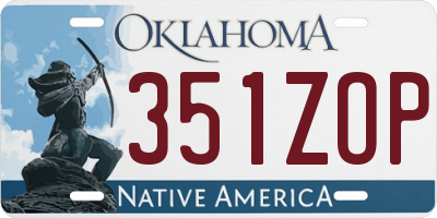 OK license plate 351ZOP