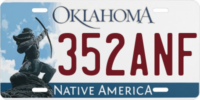 OK license plate 352ANF