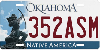OK license plate 352ASM
