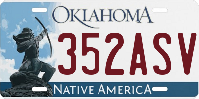 OK license plate 352ASV