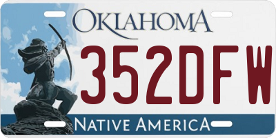 OK license plate 352DFW