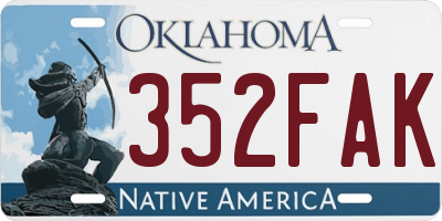 OK license plate 352FAK