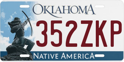 OK license plate 352ZKP