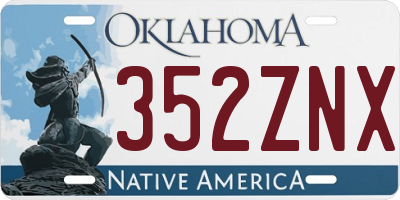 OK license plate 352ZNX