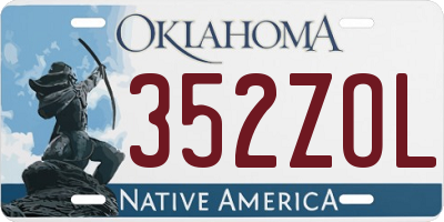 OK license plate 352ZOL