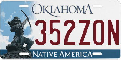 OK license plate 352ZON