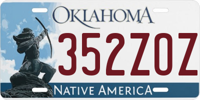 OK license plate 352ZOZ