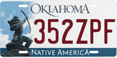 OK license plate 352ZPF