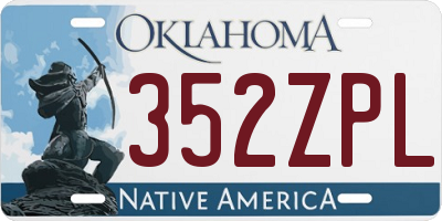 OK license plate 352ZPL