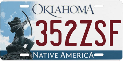 OK license plate 352ZSF