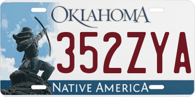 OK license plate 352ZYA