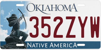 OK license plate 352ZYW