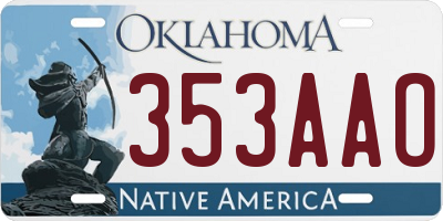 OK license plate 353AAO