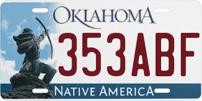 OK license plate 353ABF