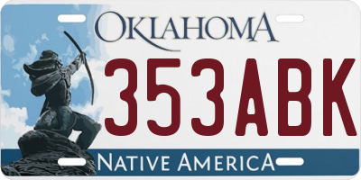 OK license plate 353ABK