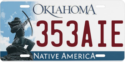 OK license plate 353AIE