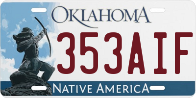 OK license plate 353AIF