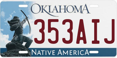 OK license plate 353AIJ