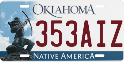 OK license plate 353AIZ