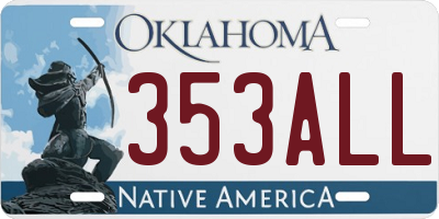 OK license plate 353ALL