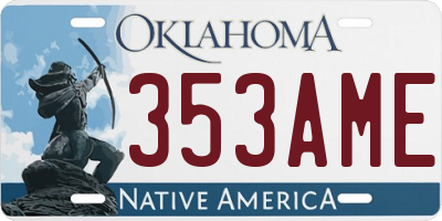 OK license plate 353AME