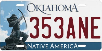 OK license plate 353ANE